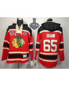 Blackhawks #65 Andrew Shaw Red Sawyer Hooded Sweatshirt 2015 Stanley Cup Stitched NHL Jersey