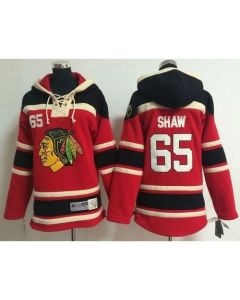 Blackhawks #65 Andrew Shaw Red Sawyer Hooded Sweatshirt Stitched Youth NHL Jersey