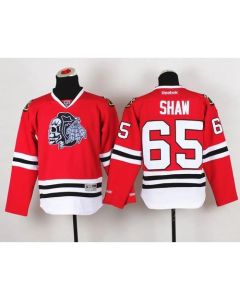 Blackhawks #65 Andrew Shaw Red(White Skull) Stitched Youth NHL Jersey
