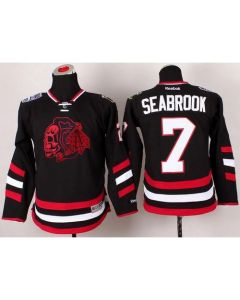 Blackhawks #7 Brent Seabrook Black(Red Skull) 2014 Stadium Series Stitched Youth NHL Jersey
