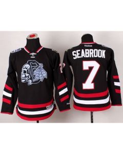 Blackhawks #7 Brent Seabrook Black(White Skull) 2014 Stadium Series Stitched Youth NHL Jersey
