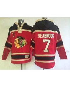 Blackhawks #7 Brent Seabrook Red Sawyer Hooded Sweatshirt Stitched NHL Jersey