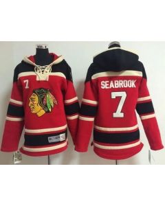 Blackhawks #7 Brent Seabrook Red Sawyer Hooded Sweatshirt Stitched Youth NHL Jersey