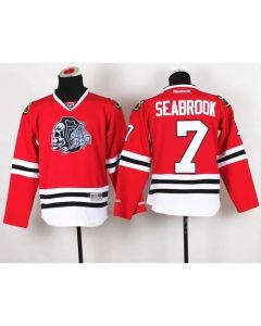 Blackhawks #7 Brent Seabrook Red(White Skull) Stitched Youth NHL Jersey