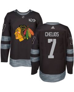 Blackhawks #7 Chris Chelios Black 1917-2017 100th Anniversary Stitched NHL Jersey