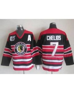 Blackhawks #7 Chris Chelios Red/Black 75TH CCM Stitched NHL Jersey