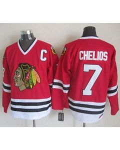Blackhawks #7 Chris Chelios Red CCM Throwback Stitched NHL Jersey