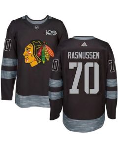 Blackhawks #70 Dennis Rasmussen Black 1917-2017 100th Anniversary Stitched NHL Jersey