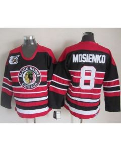 Blackhawks #8 Bill Mosienko Red/Black 75TH CCM Stitched NHL Jersey