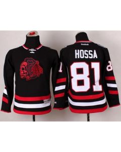 Blackhawks #81 Marian Hossa Black(Red Skull) 2014 Stadium Series Stitched Youth NHL Jersey