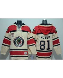 Blackhawks #81 Marian Hossa Cream Sawyer Hooded Sweatshirt Stitched NHL Jersey