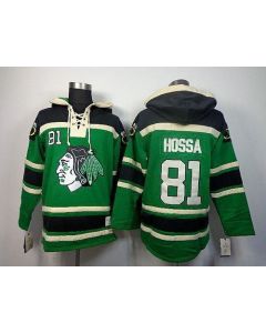 Blackhawks #81 Marian Hossa Green St. Patrick's Day McNary Lace Hoodie Stitched NHL Jersey