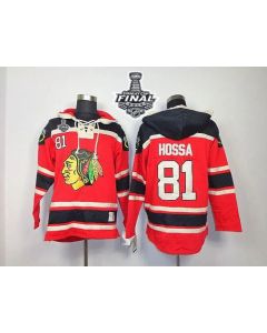 Blackhawks #81 Marian Hossa Red Sawyer Hooded Sweatshirt 2015 Stanley Cup Stitched NHL Jersey