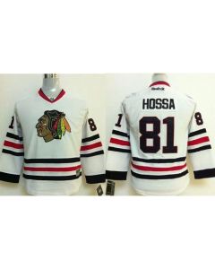 Blackhawks #81 Marian Hossa Stitched White Youth NHL Jersey