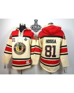 Blackhawks #81 Marian Hossa White Sawyer Hooded Sweatshirt 2015 Stanley Cup Stitched NHL Jersey