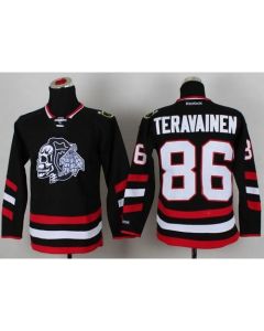 Blackhawks #86 Teuvo Teravainen Black(White Skull) 2014 Stadium Series Stitched Youth NHL Jersey