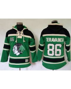 Blackhawks #86 Teuvo Teravainen Green St. Patrick's Day McNary Lace Hoodie Stitched NHL Jersey