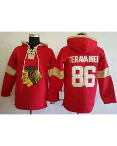 Blackhawks #86 Teuvo Teravainen Red Pullover Hoodie Stitched NHL Jersey