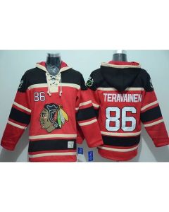 Blackhawks #86 Teuvo Teravainen Red Sawyer Hooded Sweatshirt Stitched NHL Jersey