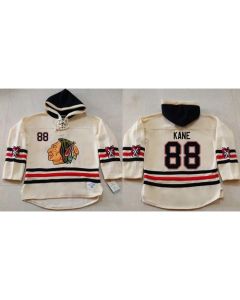 Blackhawks #88 Patrick Kane Cream Heavyweight Pullover Hoodie Stitched NHL Jersey
