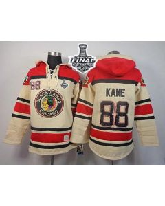 Blackhawks #88 Patrick Kane Cream Sawyer Hooded Sweatshirt 2015 Stanley Cup Stitched NHL Jersey