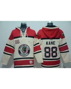 Blackhawks #88 Patrick Kane Cream Sawyer Hooded Sweatshirt Stitched NHL Jersey