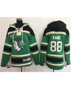 Blackhawks #88 Patrick Kane Green Sawyer Hooded Sweatshirt Stitched Youth NHL Jersey