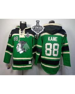 Blackhawks #88 Patrick Kane Green St. Patrick's Day McNary Lace Hoodie 2015 Stanley Cup Stitched NHL Jersey