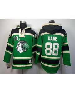 Blackhawks #88 Patrick Kane Green St. Patrick's Day McNary Lace Hoodie Stitched NHL Jersey