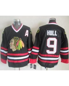 Blackhawks #9 Bobby Hull Black CCM Throwback Stitched NHL Jersey
