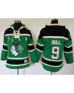 Blackhawks #9 Bobby Hull Green St. Patrick's Day McNary Lace Hoodie Stitched NHL Jersey