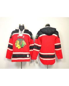 Blackhawks Blank Red Sawyer Hooded Sweatshirt Stitched NHL Jersey