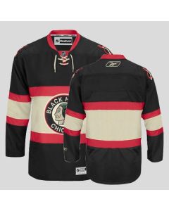 Blackhawks Blank Stitched Black New Third NHL Jersey