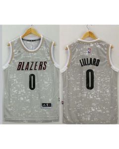 Blazers #0 Damian Lillard Grey City Light Stitched NBA Jersey