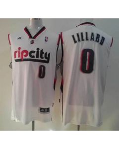 Blazers #0 Damian Lillard White Throwback Stitched NBA Jersey