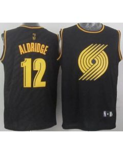 Blazers #12 Lamarcus Aldridge Black Precious Metals Fashion Stitched NBA Jersey