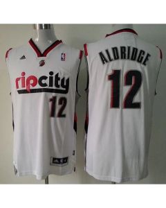 Blazers #12 Lamarcus Aldridge White Throwback Stitched NBA Jersey