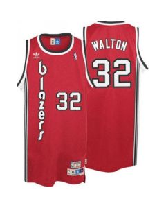 Blazers #32 Bill Walton Red Throwback Stitched NBA Jersey