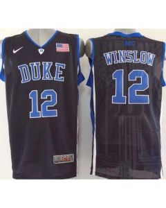 Blue Devils #12 Justise Winslow Black Basketball Stitched NCAA Jersey
