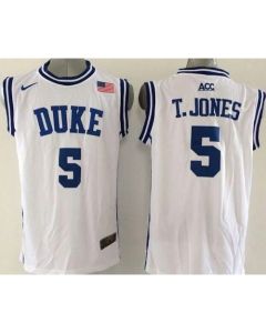 Blue Devils #5 Tyus Jones White Basketball New Stitched NCAA Jersey