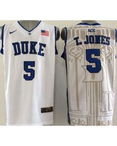 Blue Devils #5 Tyus Jones White Basketball Stitched NCAA Jersey
