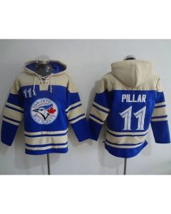 Blue Jays #11 Kevin Pillar Blue Sawyer Hooded Sweatshirt MLB Hoodie