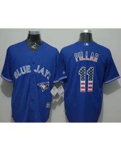Blue Jays #11 Kevin Pillar Blue USA Flag Fashion Stitched MLB Jersey