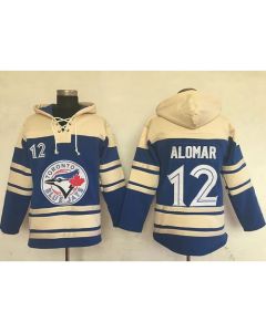 Blue Jays #12 Roberto Alomar Blue Sawyer Hooded Sweatshirt MLB Hoodie