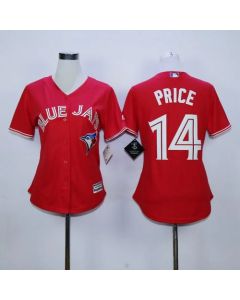 Blue Jays #14 David Price Red Canada Day Women's Stitched MLB Jersey