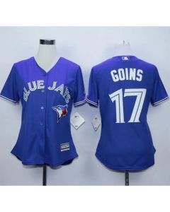 Blue Jays #17 Ryan Goins Blue Alternate Women's Stitched MLB Jersey