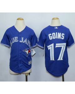 Blue Jays #17 Ryan Goins Blue Cool Base Stitched Youth MLB Jersey