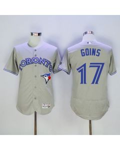 Blue Jays #17 Ryan Goins Grey Flexbase Authentic Collection Stitched MLB Jersey