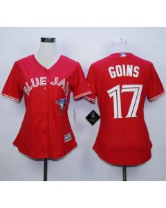 Blue Jays #17 Ryan Goins Red Canada Day Women's Stitched MLB Jersey