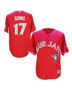 Blue Jays #17 Ryan Goins Red New Cool Base Canada Day Stitched MLB Jersey